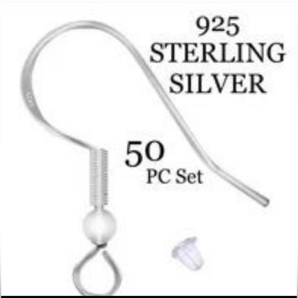50 Pc 925 Sterling Silver Earring Wires & Stops Jewelry Making DIY Bundle Lot - Picture 2 of 12
